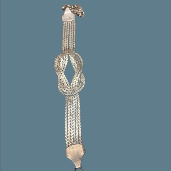 Mexican Silver Braided Knot Bracelet 7” Vintage Preloved - Picture 4 of 10